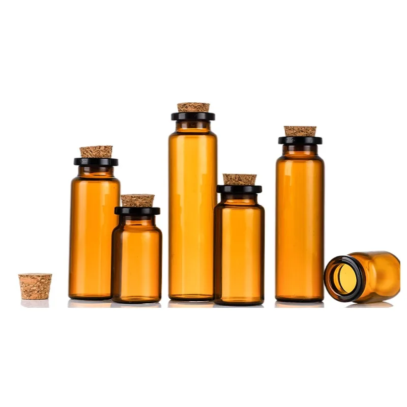 Manufacturer of 1ml to 100ml  glass vial with cork mini glass vial with cork lid 37 mm 60ml glass vial with cork top
