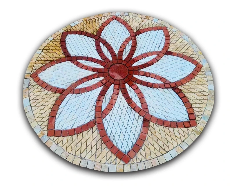 Decorative Round Multicolor Art Flooring Tile Wall Stone Mosaic Medallion Pattern Paving Slate Cultural Stone