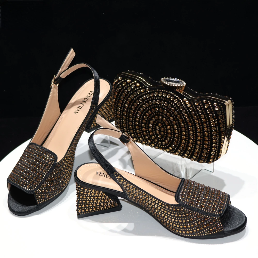Beautiful Lady Shoes Set PU Material Italian Shoe And Bag Set For African Women