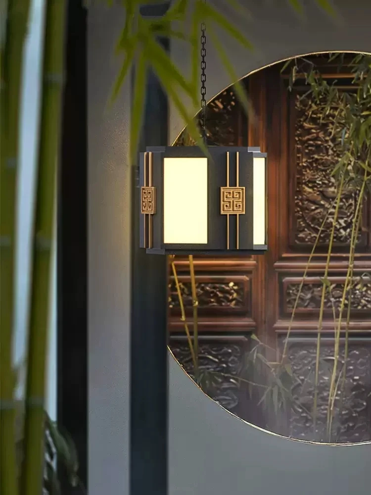 Outdoor villa chandelier outdoor courtyard waterproof pavilion landscape lights new Chinese pavilion chandelier