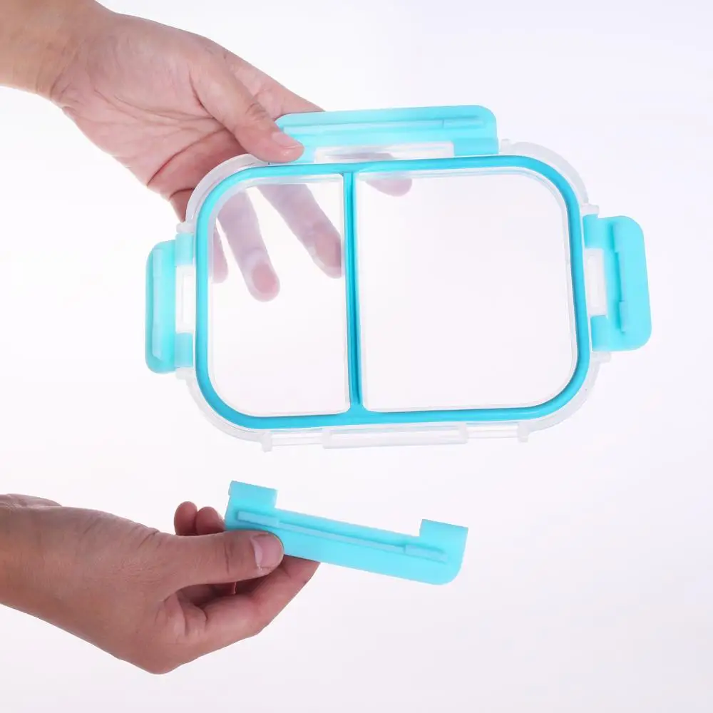 3 Pcs set glass food container divider storage airtight glass food lunch box