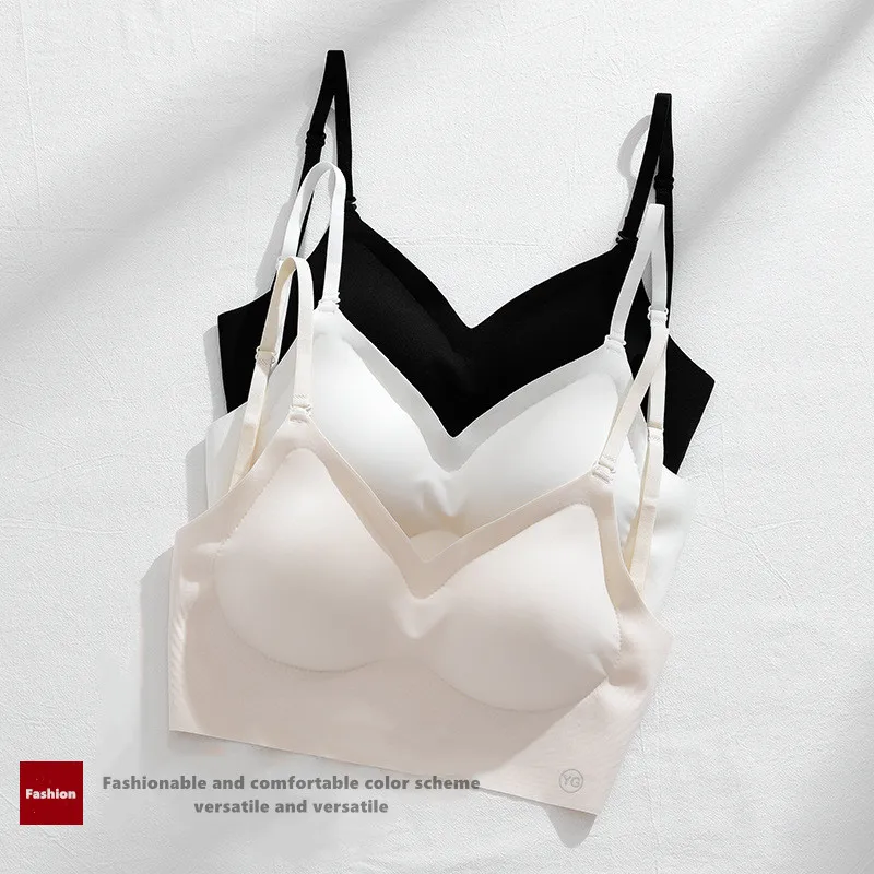 Ladies Wire Free Seamless Jelly Bra Untuk Wanita Removable Pad Cross Back U Shaper Wireless Backless Bra for Women