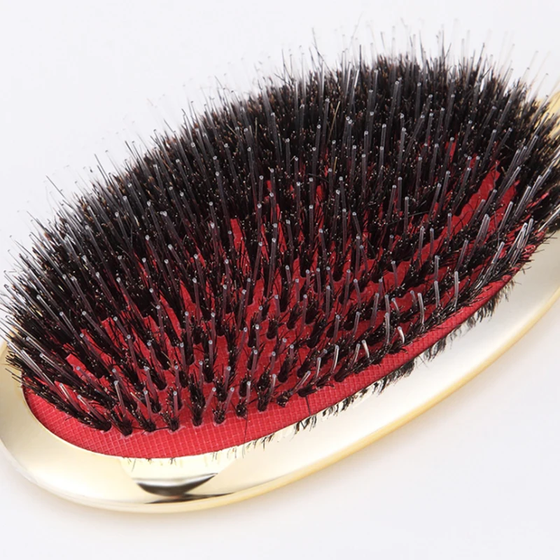 Professional  Custom Logo Oval Paddle Hair Brush Natural Boar bristle Detangling Comb Massage Hair Scalp Nylon Bristle Brushes