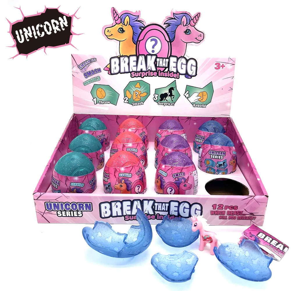 Surprise Egg Unicorn Toys for Girls, 12 Packs, Smash & Rebuild
