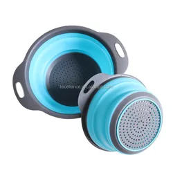 Amazon Top Selling Round Foldable Silicone Strainer Bowl/Colander with Handle