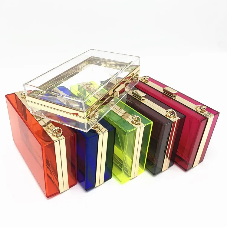 2024 Luxury Women Wedding Hand Bag Bridal Handbag Transparent Clutch Party Acrylic Evening Bags Clear Purse