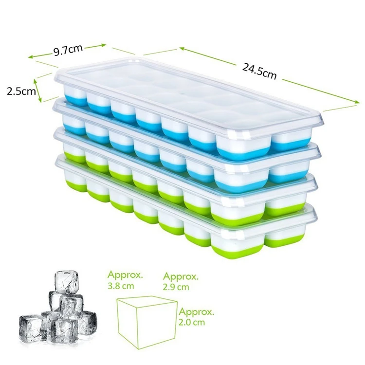 Ice Cube Tray with Lid Durable Ice Cube Molds 14 Ice tray Stackable