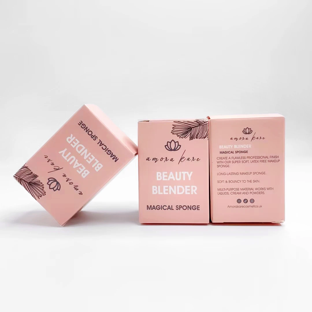 Eco-friendly Custom Logo Skincare Beauty Blender Cardboard Box Cosmetic Packaging Folding Gift Paper Box For Small Business