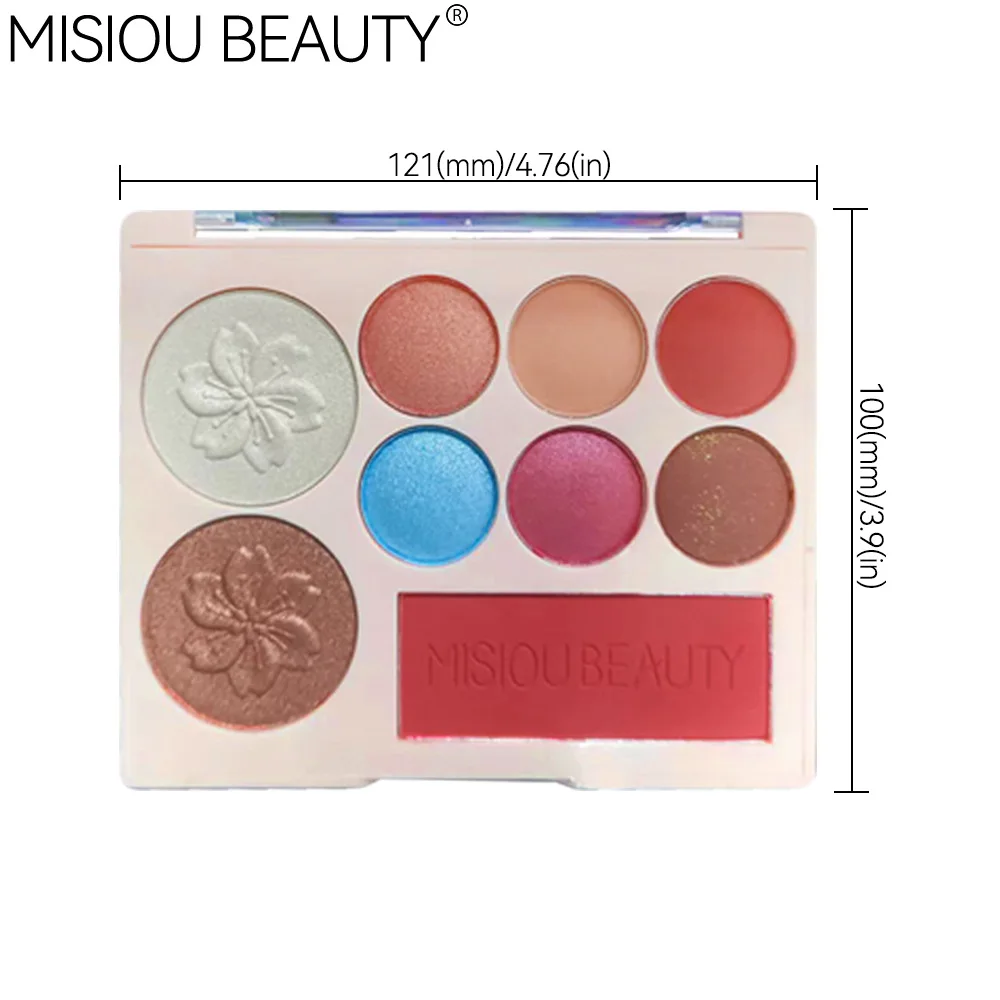 Makeup 2023 new 9-color romantic cherry blossom matte makeup highlighter eyeshadow blush combination disc