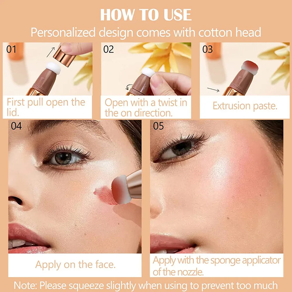 Newest Popular Liquid Blusher Stick Natural Matte Highlight Brightening 6 Colors Face Beauty Makeup Cosmetics Private Label