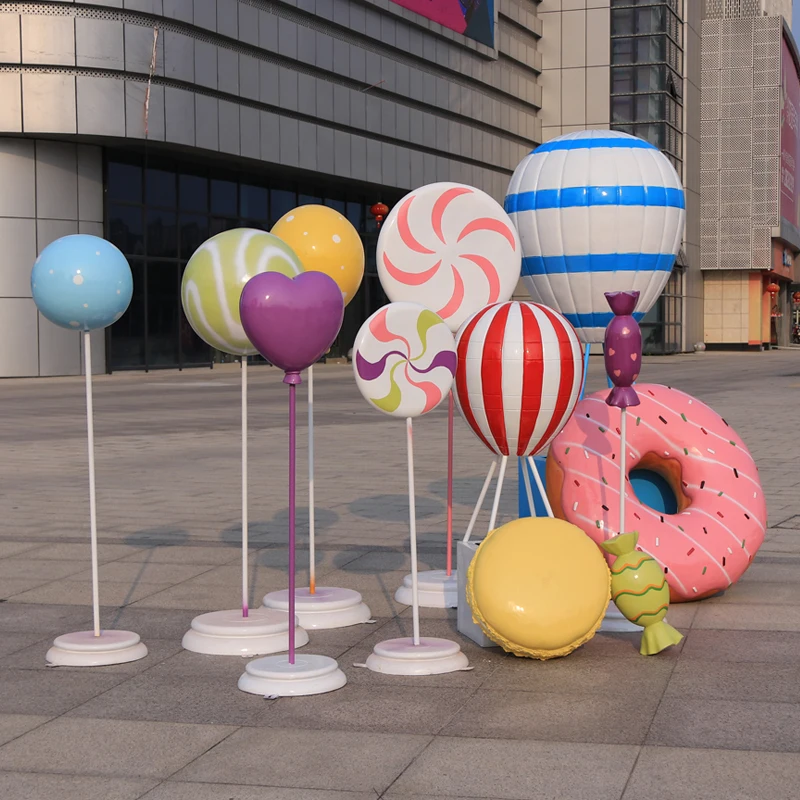 fiberglass giant melting  candy cane lollipop sculpture decorations for kids play land