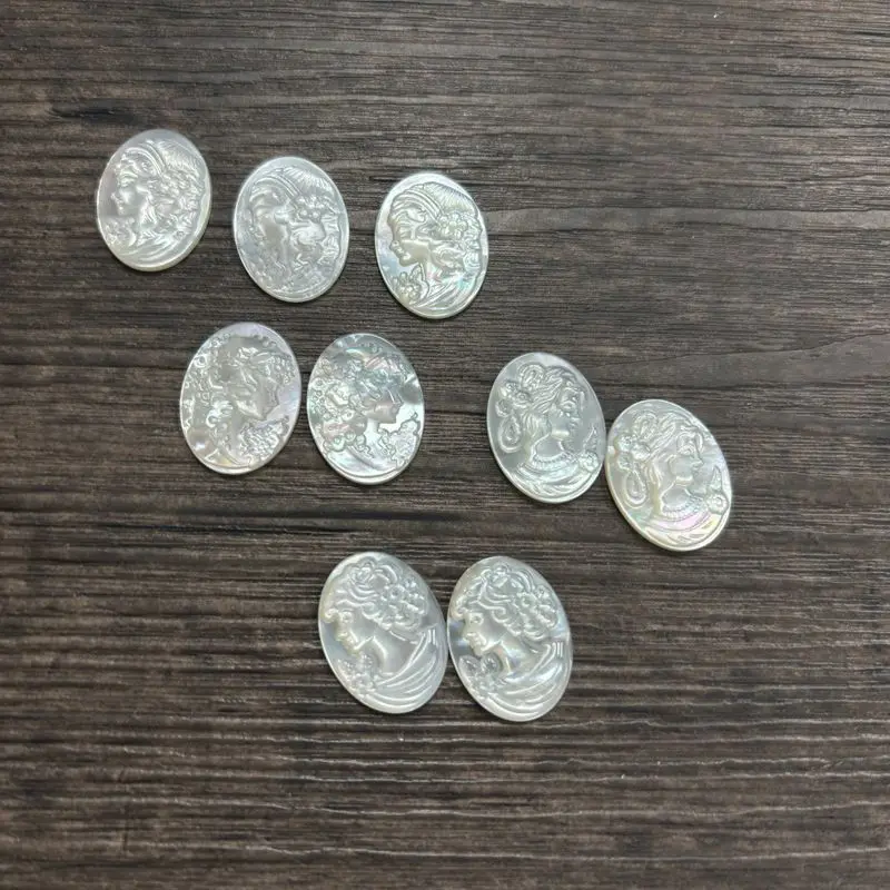 15*20 мм белый корпус резная девственная Мария овальная Камея Кабошон плоский перламутр леди камея для ювелирных изделий «DIY»