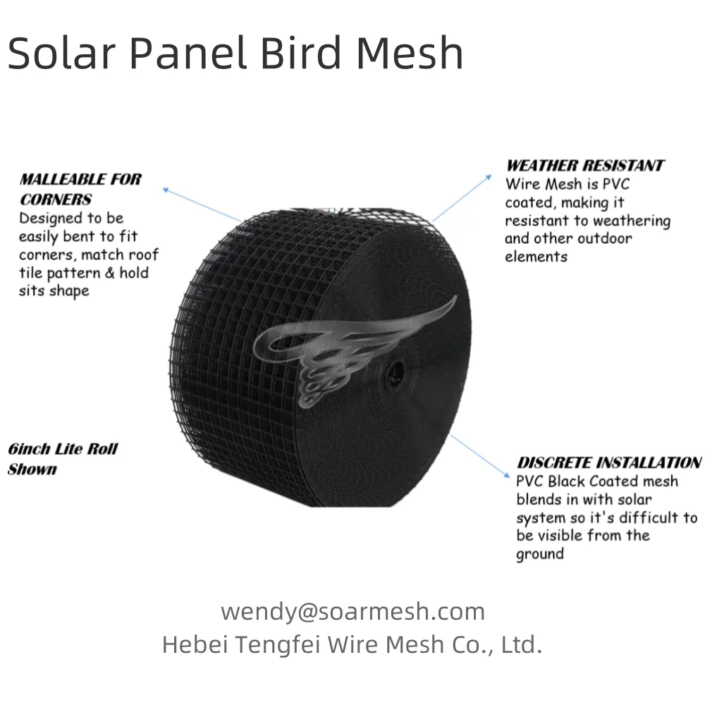 Black PVC Bird Netting 6inch x 100ft Critter Guard Pest Control Animal Design Effective Pigeons Other Solar Panel Mesh