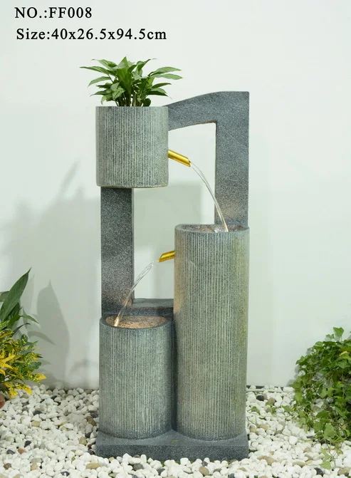 Home Water 2 Tiered Floor Indoor Waterfall Outdoor Pottery Water Fountain  DIY Top Tier Standing Fountains for Garden Decor