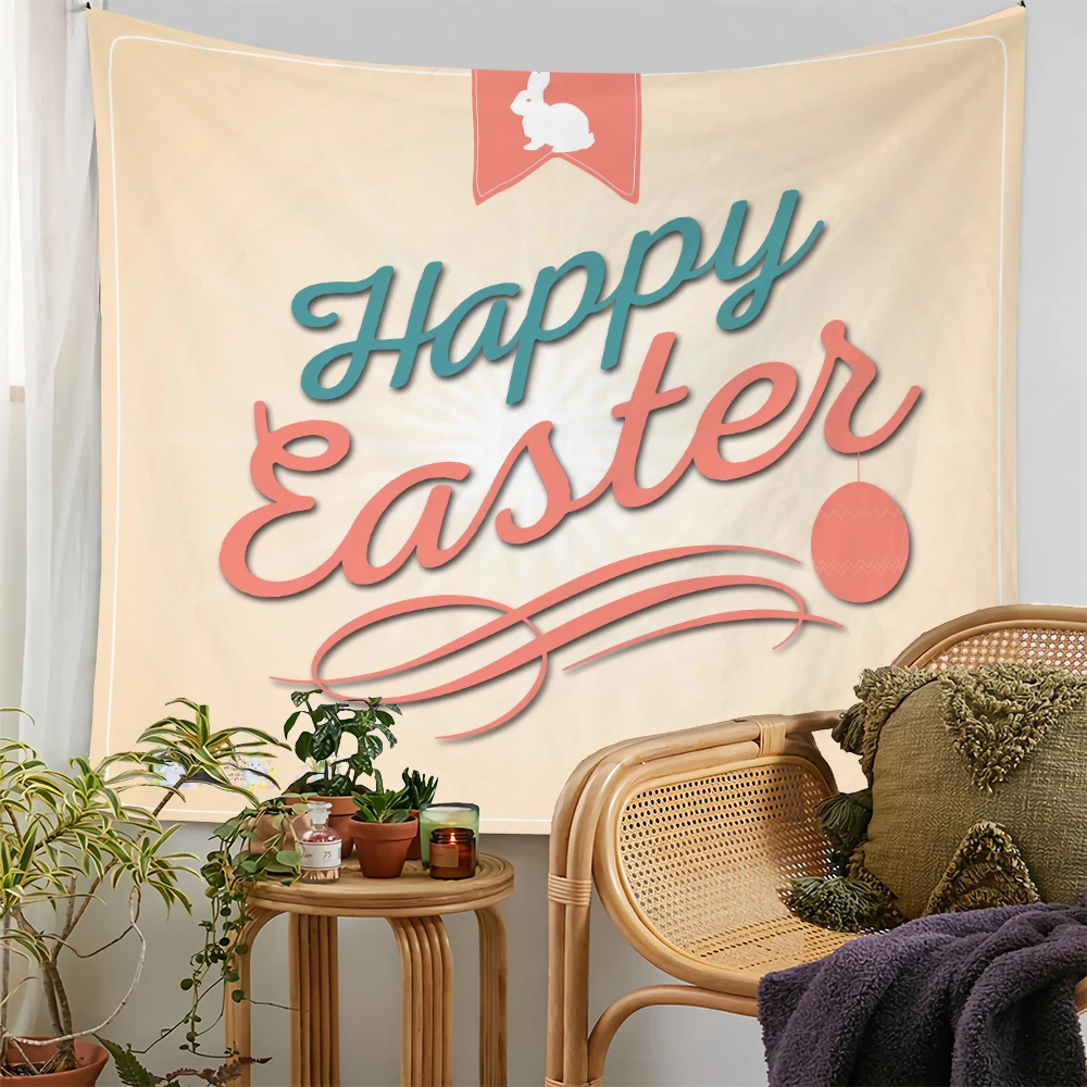 Wholesale selling bedroom living room decorative tapestry custom printing 100% colorful Easter tapestry