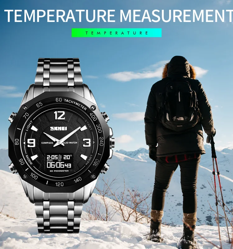 Manufacturers body temperature fitness watch waterproof compass sport wristwatches custom thermometer watch