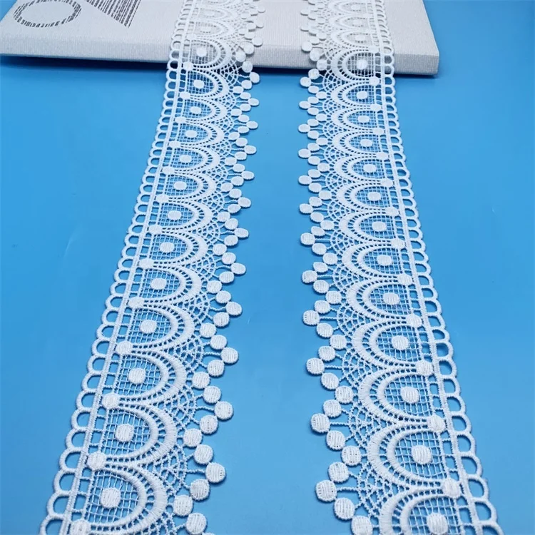 OEKO-TEX BSCI factory wholesales hot sales water soluble guipure white bridal lace fabric embroidery lace bridal lace trim