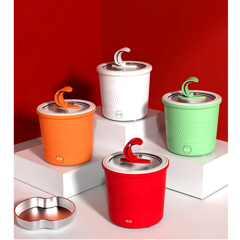 1.1L Mini Electric Cooker for Cooking Noodles, Hot Pot, Entrees, Sauces, Stews, 1 Person Use Non-stick Ceramic Pot, Glass Lid