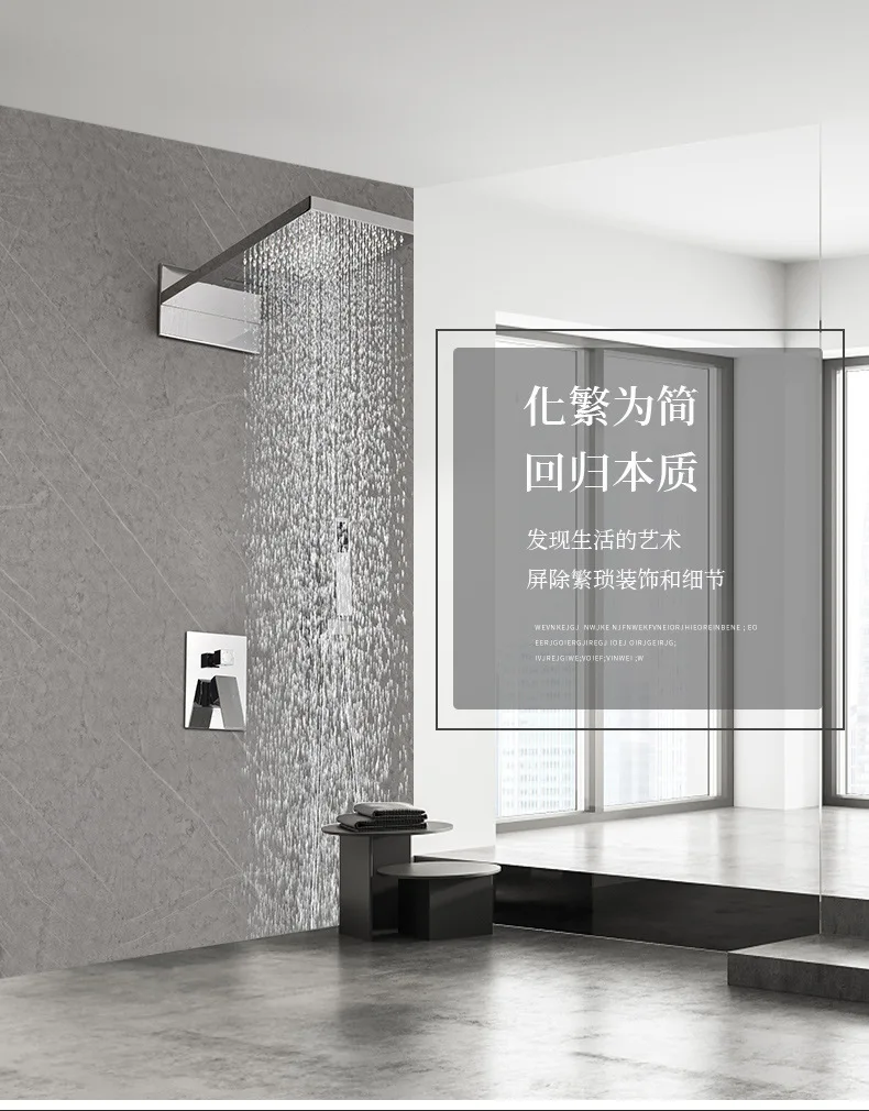 1008QH Contemporary Single-Handle Thermostatic Shower Panels Metered Bath Shower Faucets Ceramic Valve Bathroom Build-In Set