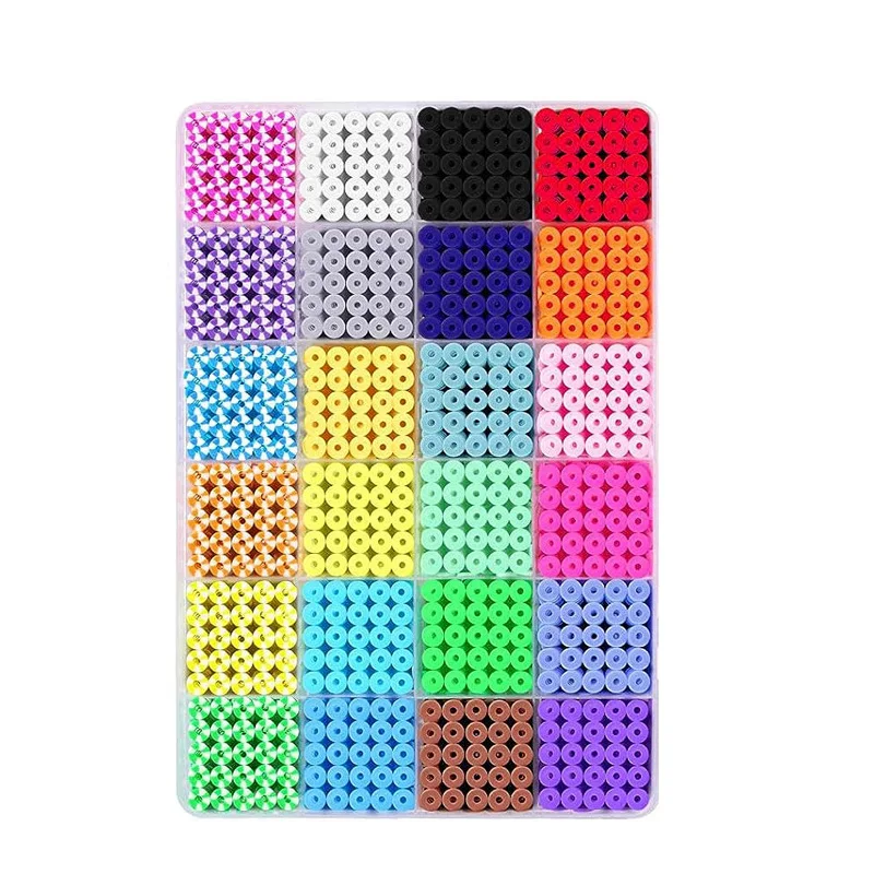 24 Each 6mm Original Film Polymer Clay Sheet Set DIY Handmade Beaded Box with Alphabet Bead Jewelry Making Toys