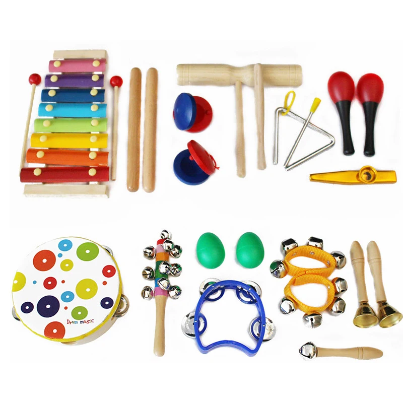 Toddler Musical Instruments 19pcs Wooden Percussion Instruments Toy for Kids Preschool Educational,Musical Toys Set for kids