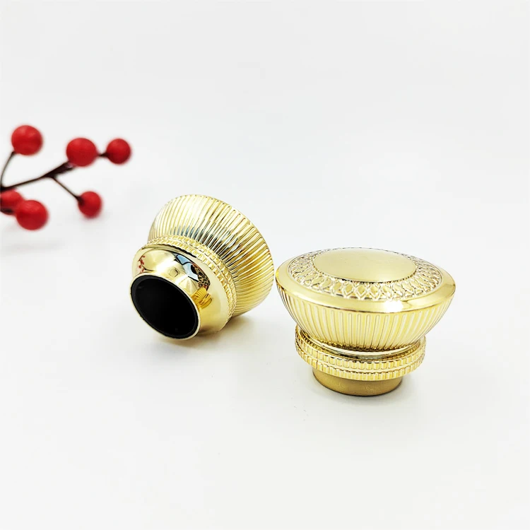 Low MOQ factory custom golden luxury metal zinc alloy lid zamac  perfume cap for perfume glass bottle