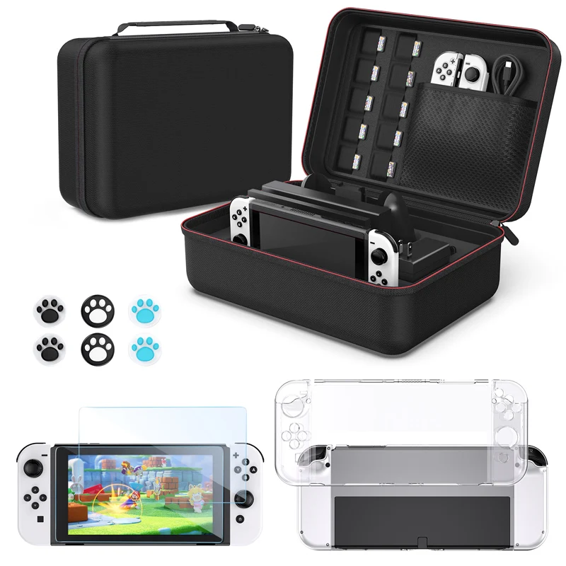 Вместительная сумка для переключателя OLED с защитным покрытием Joy-con Защитная пленка экрана комплект