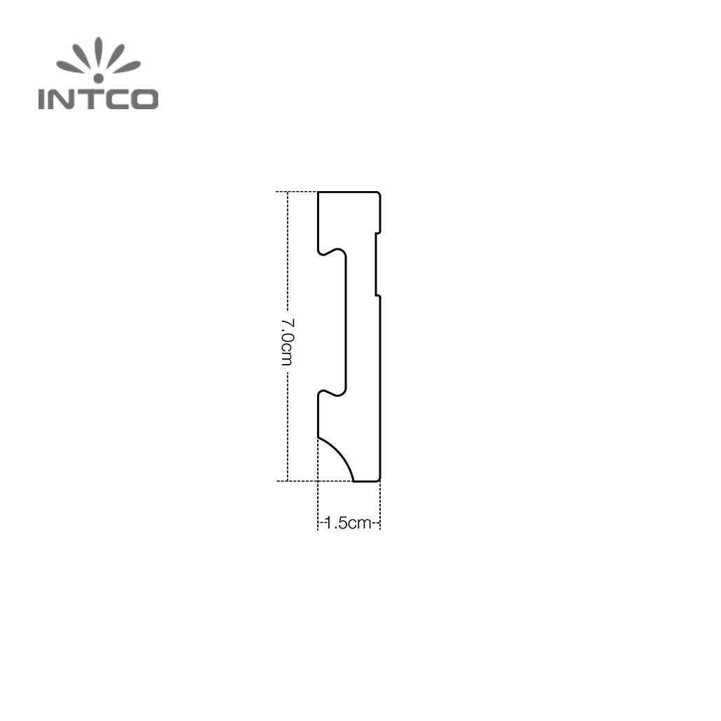 INTCO Hot Selling Quick Install Waterproof Plastic Wood-color Skirting Moulding Flooring Baseboard