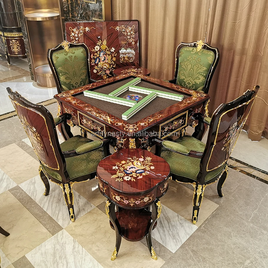 Antique Solid Wood Leisure Coffee Desk Classical Console Table Living Room Homedecor Furniture Carved Gilded Brass Luxury 1pc