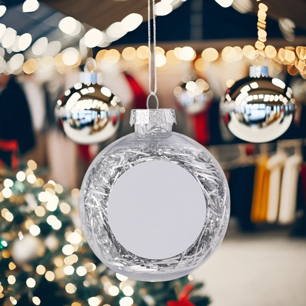 Personalized Custom Logo Blank Sublimation Plastic Christmas Decorations Ball Sublimation Blank Christmas Tree Ornaments Balls