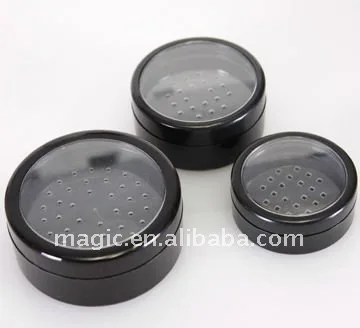 cosmetic loose powder jar 20g loose powder packaging sifter jars black silver lid