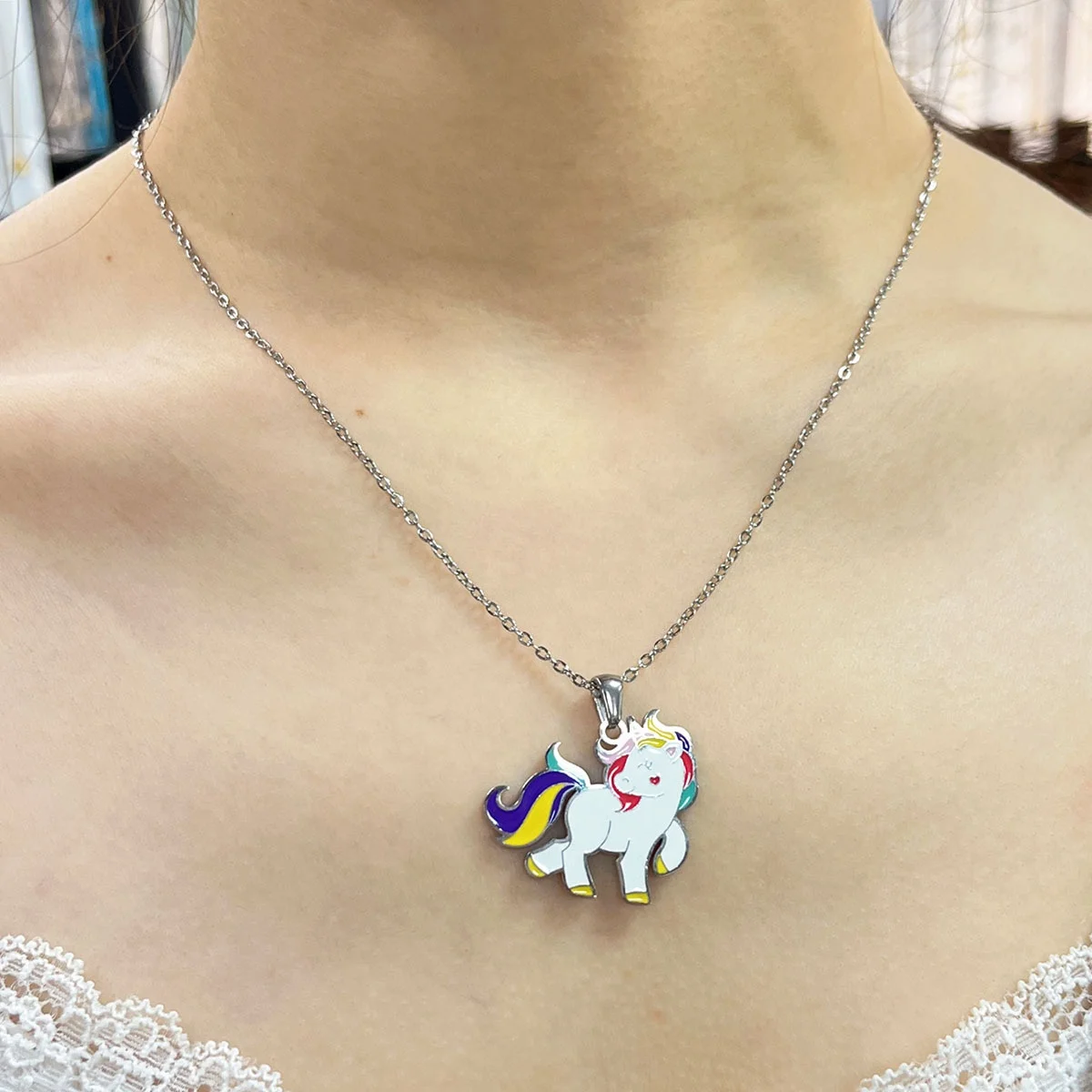 Children kids little young girls jewelry set 18k gold plated animal unicorn insect dragonfly ladybug necklace earrings set