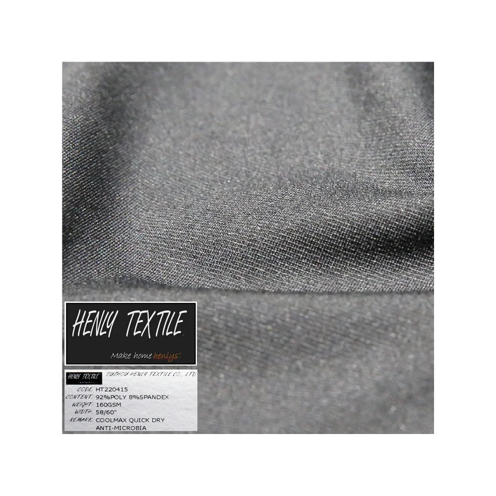 HT220415 92%POLYESTER 8%SPANDEX 160GSM COOLMAX QUICK DRY ANTI-MICROBIAL KNITTED JERSEY FABRIC FOR UNDERWEAR LINGERIE