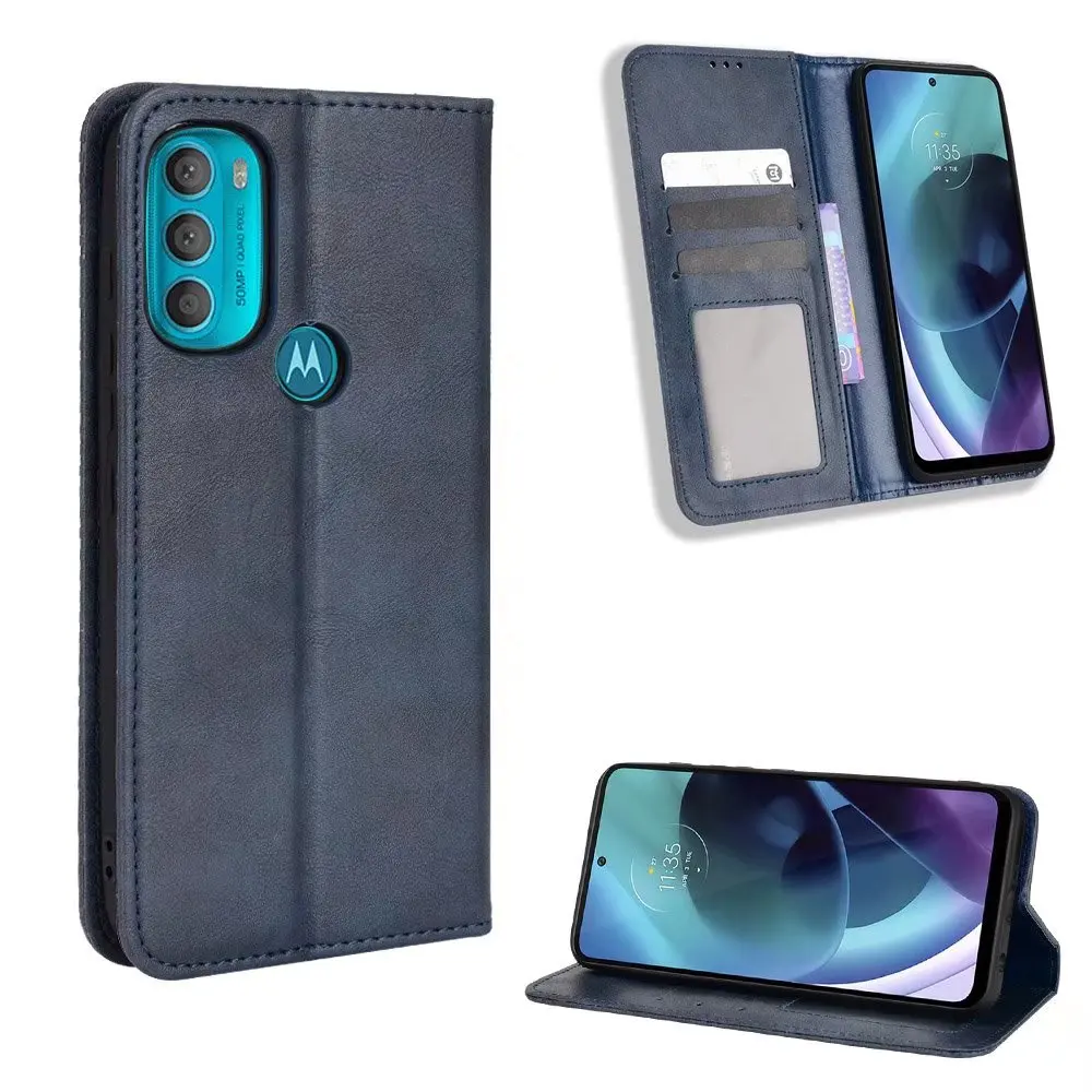 Retro Flip Wallet Leather Case Cover For Motorola MOTO G71