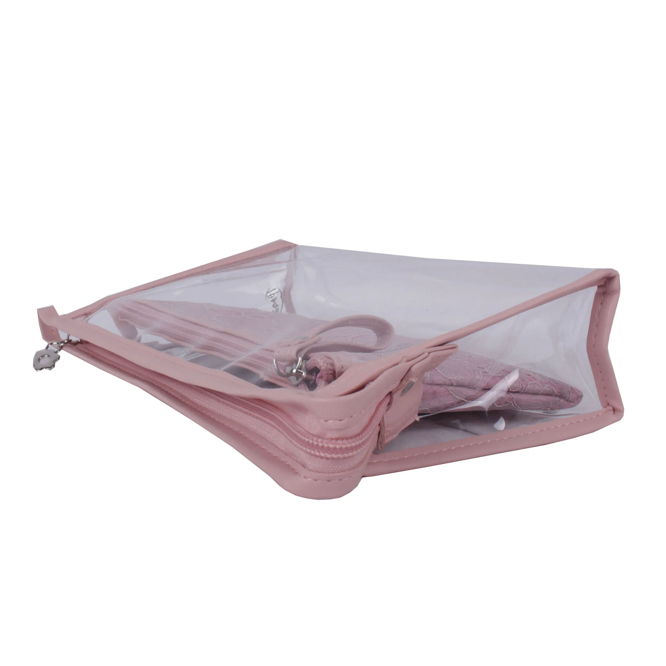 Wholesale Pink Floral Cosmetic Bag Portable High Quality Makeup Bag Set Waterproof Clear PVC Travel Toiletry Bag