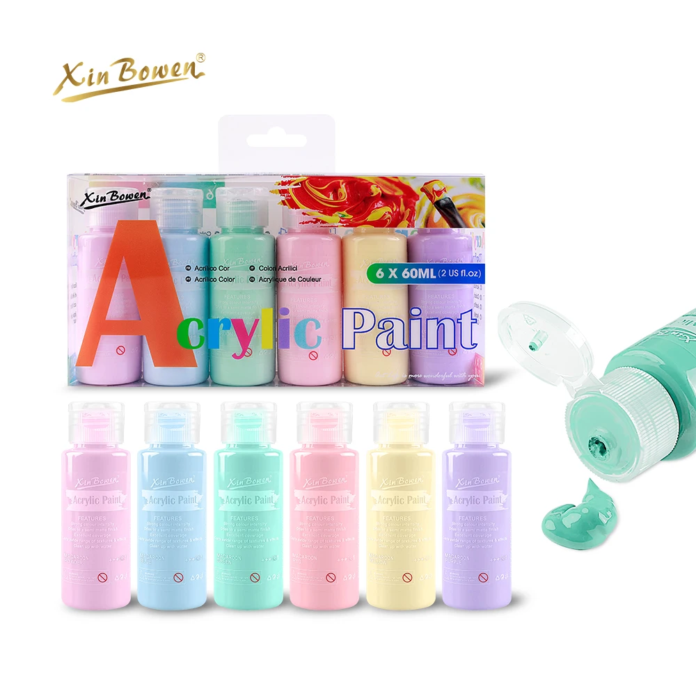 Xin Bowen 6 Macaron Colors Acrylic Paint Set 60ml Art Fresh And Professional Acrylic Color Paint Set