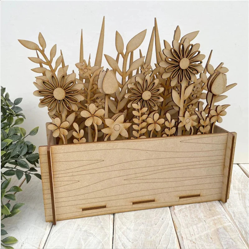 Customized DIY 3D Layered MDF Flower Pot flower window planter Make your own flower pot wooden craft