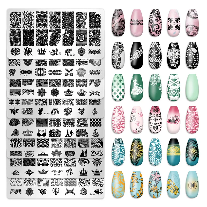 New Fashion 12*6cm Nail Art Image Design Stamping Template Flower Butterfly Print Transfer Template Nail Plate