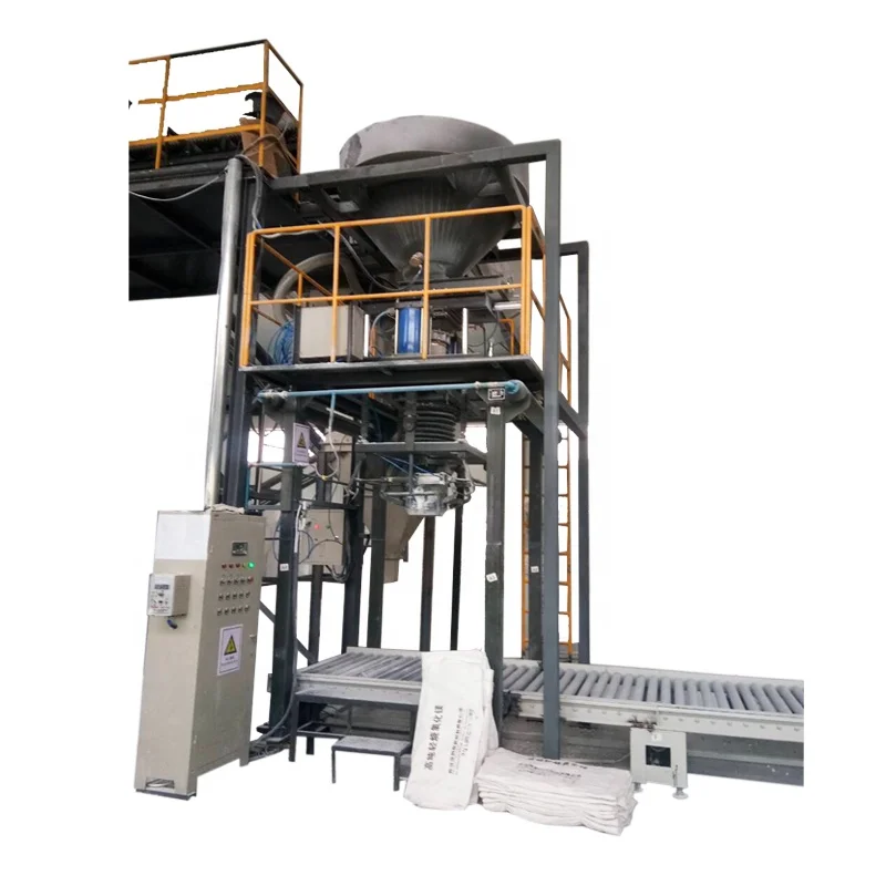 Ton Bag Packaging Machine Lime Ore Weighing Filling Sealing Granule Robotic Palletizer and Pallet Wrapper for Cement 0.4-0.6mpa