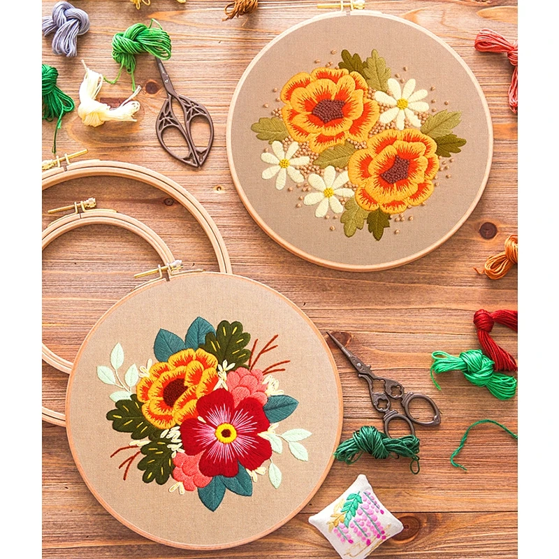 OEM ODM Factory Wholesale Custom Flower Pattern Embroidery Cloth Cross Stitch Kit Hand Craft DIY Embroidery Stamped Starter Kits