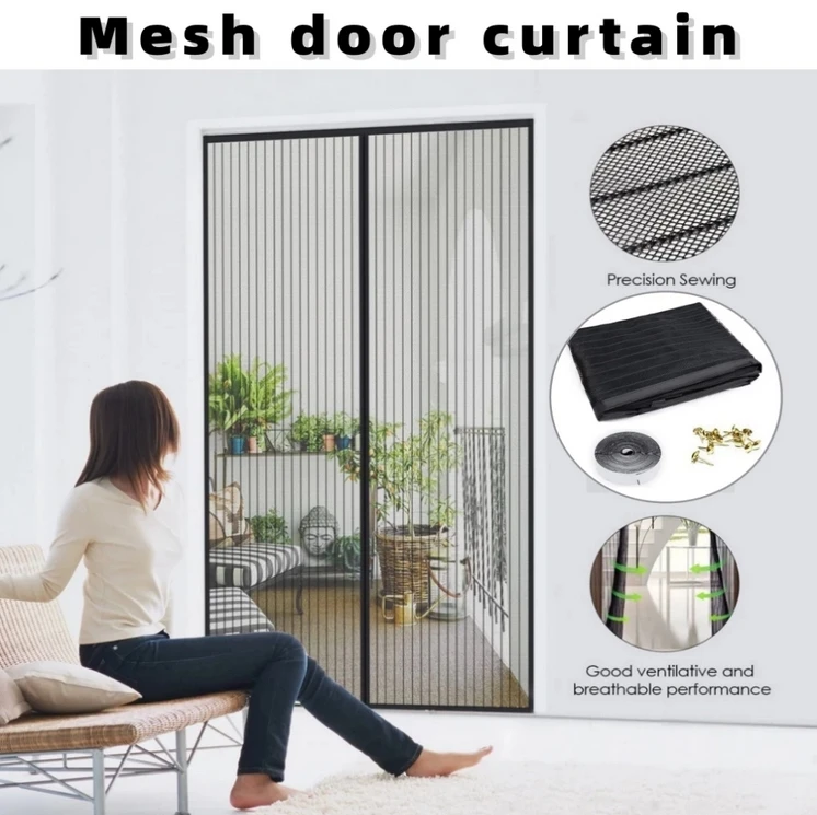 Factory Magnetic Door Curtain Mesh Anti Mosquito Insect Dust Fly Bug Net Punch Free Screen Automatic Closing For Living Bedroom