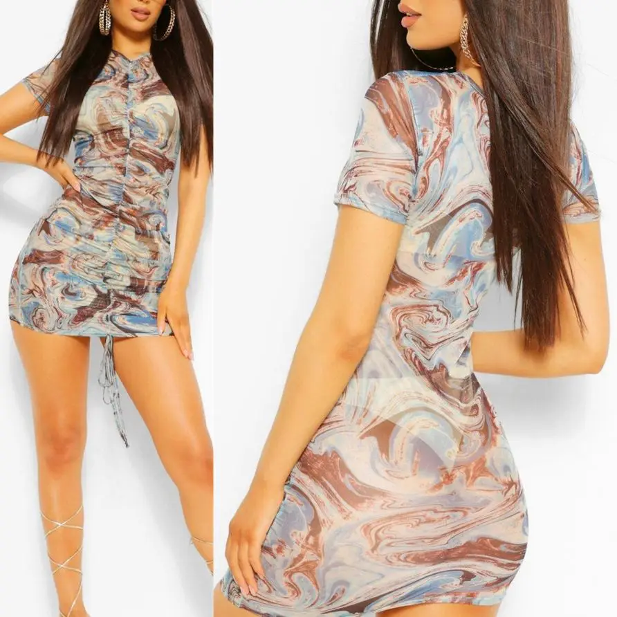 New Promotion Hot Sale Fashionable Customized Manufacturing Top Quality Sexy Wrap FItted Mesh Dress Bodycon