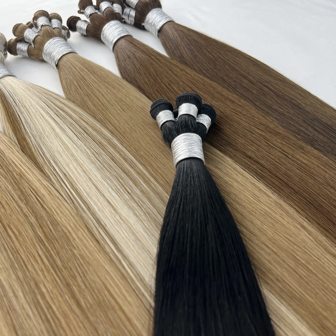 2024ruikang Hair 100% Remy Human Hair Blonde Invisible Hand tied Weft Hair Extensions Thick End Soft Pretty Natural