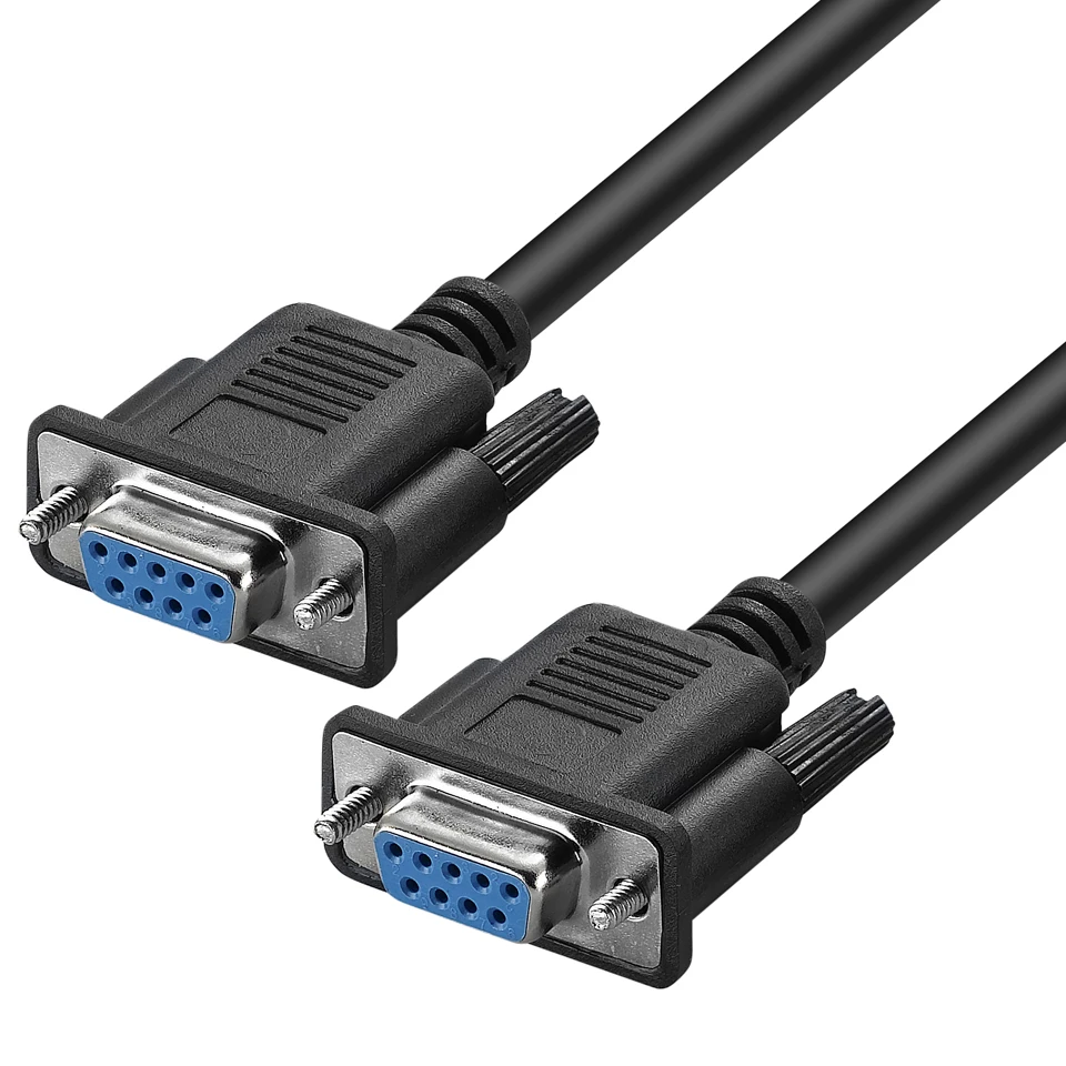 Black Copper DB9 female to Female RS232 Extension Serial Cable RS232 Serial Null Modem Cable F/F 9 pin RS232 Cable