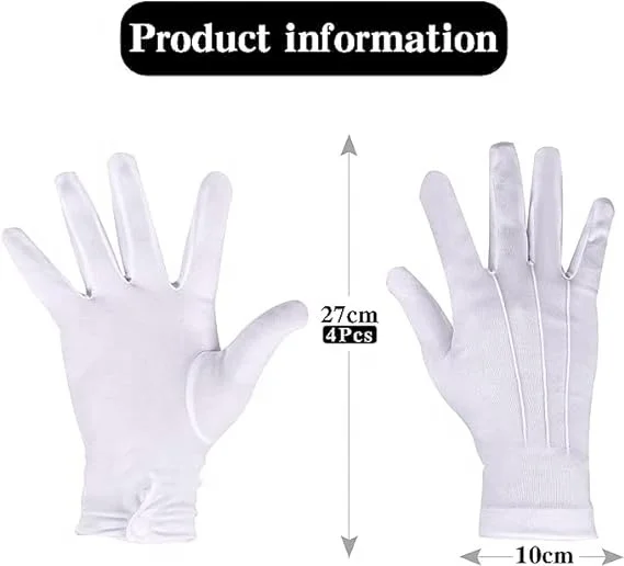 White Polyester Cotton Uniform Tuxedo Dress Ceremony Gloves