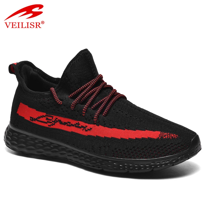 Amazon hot selling Stylish Newest design Protective height increasing fly knit big size men yeezy sneakers running sport shoes