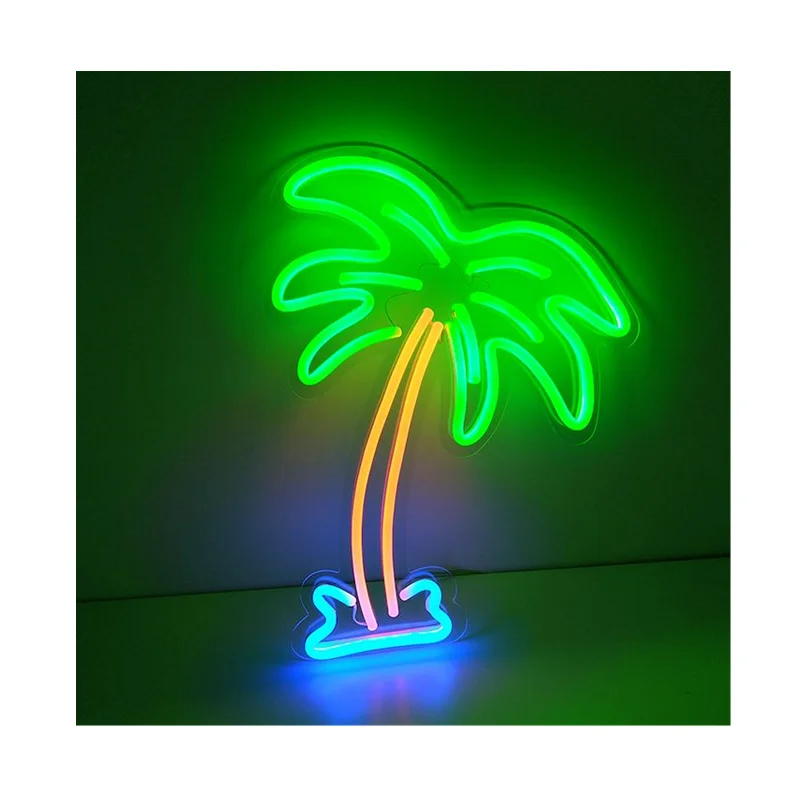 romantic Coconut Palm Tree Neon Signs Lamp LED Neon Light with Holder Base neon lights sign for wall decor