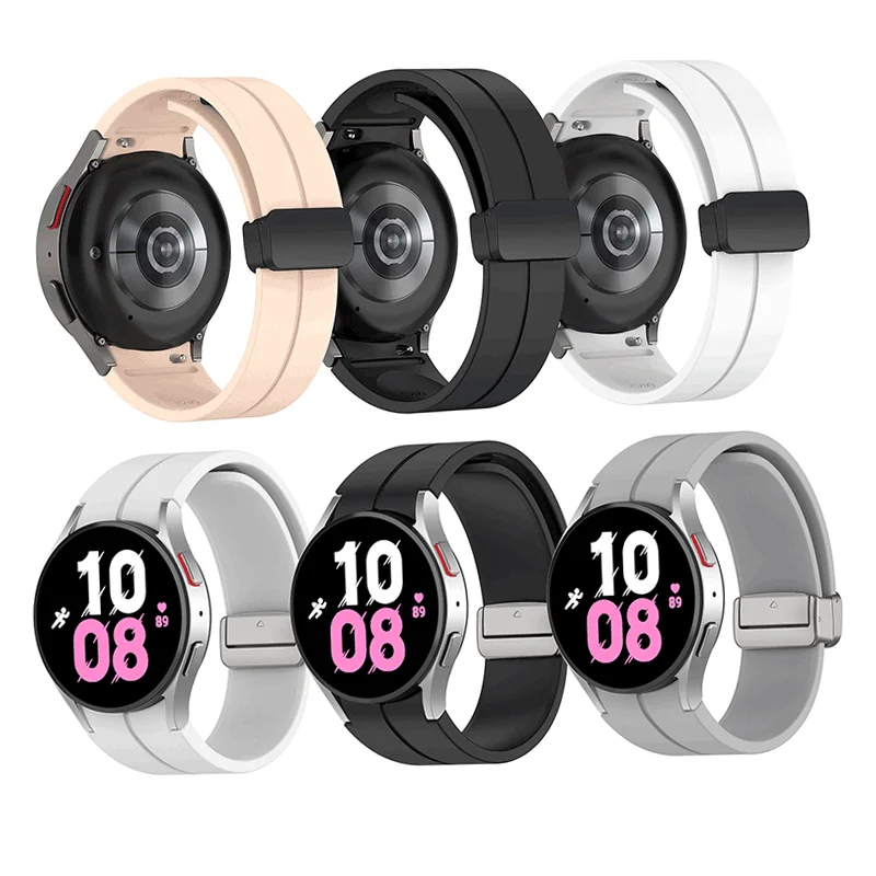 Ремешок QIMAN силиконовый для Samsung Watch 5 Pro 45 мм 4 Классическая магнитная застежка ремешок Galaxy 4/5 44 40 оригинал