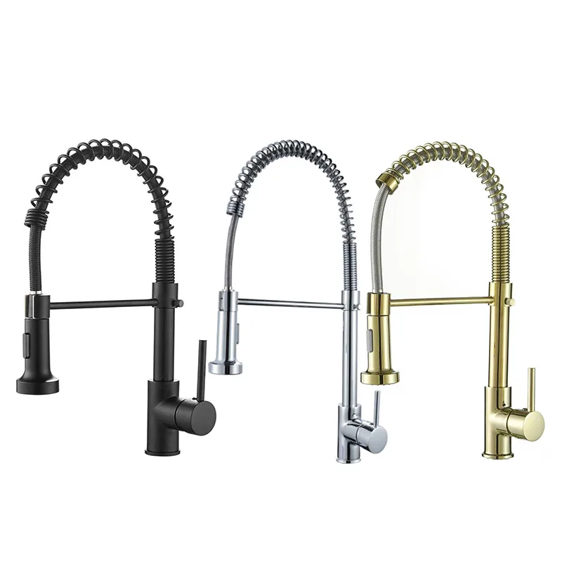 
Wholesale Black Gold Taps Single Lever Mixers Pull Down Pull Out Kitchen Faucet 