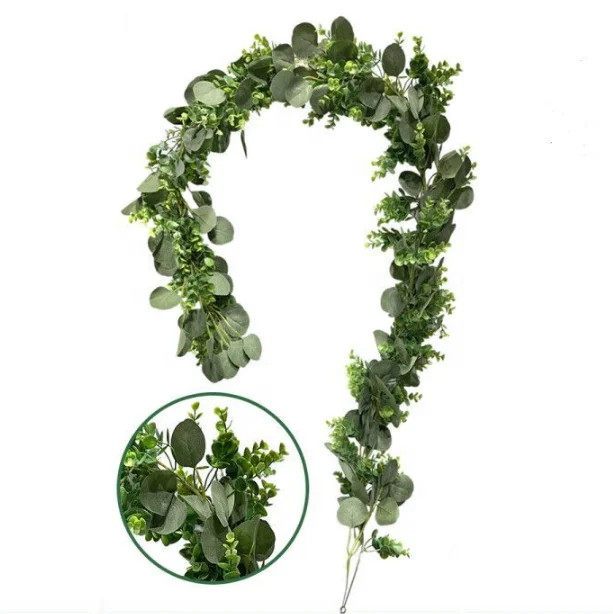 F-3308 Hot Sale Artificial Willow Eucalyptus Garland Leaves Wreath Wedding